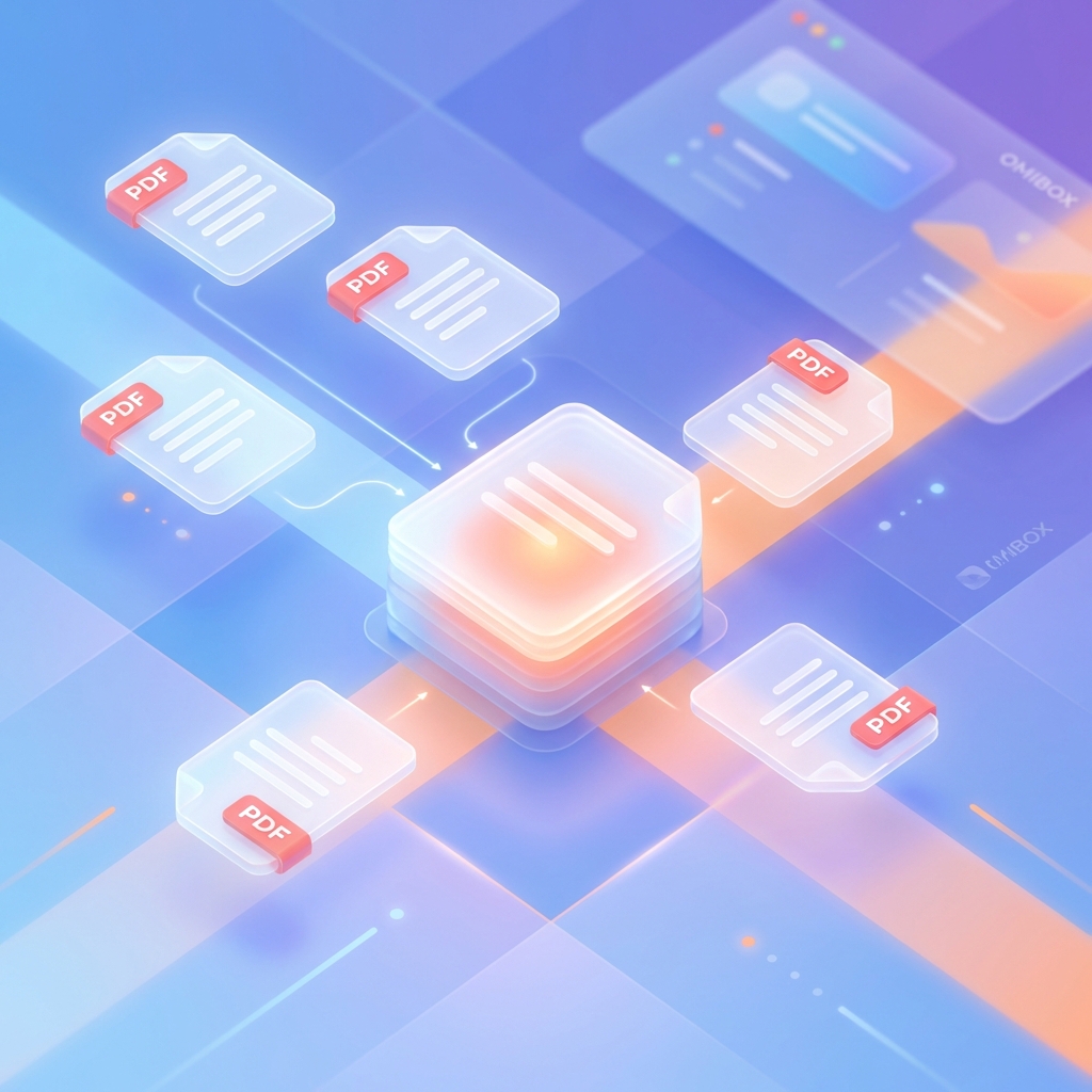 3D Illustration of PDF Files Merging
